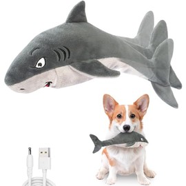 Petiepaw - Juguetes interactivos para perros, tiburón de peluche con movimiento y sonido, para perros grandes, medianos y pequeños, con materiales seguros de felpa y algodón natural
