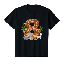 Kids 8 Year Old Zoo Birthday Safari Jungle Animal 8th B-day T-Shirt