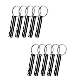 10 Unidades Silbato de Emergencia Silbato de Supervivencia Emergencia Silbato de Aluminio con Llavero Silbato de Aluminio con Llavero Silbatos de Supervivencia al Aire Libre Escalada Silbido (Negro)