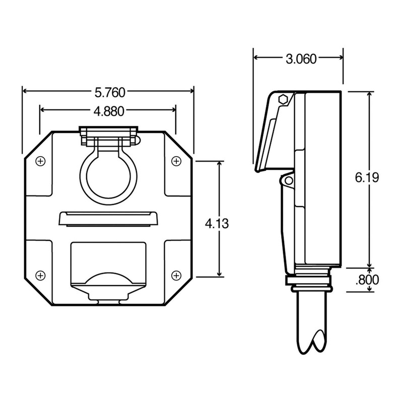 Truck-Lite 50805 Surface Mount Nose Box (50 Series, 7 Solid