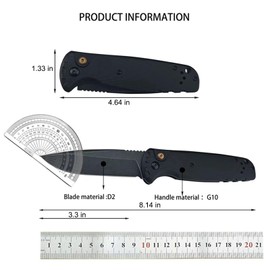 Folding Pocket Knife for Men with Serrated Clip Blade, EDC Pocket Knife for Outdoor Tactical Survival and EDC, Survival Knife Liner-Lock Belt Clip, Survival Outdoor Fishing Hiking Women Men（4300BK）