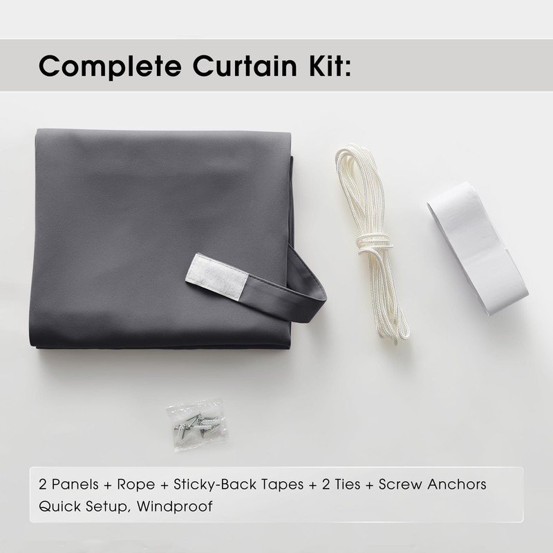 NICETOWN 2 Panels Outdoor Curtains for Patio, Adhesive Strip Top