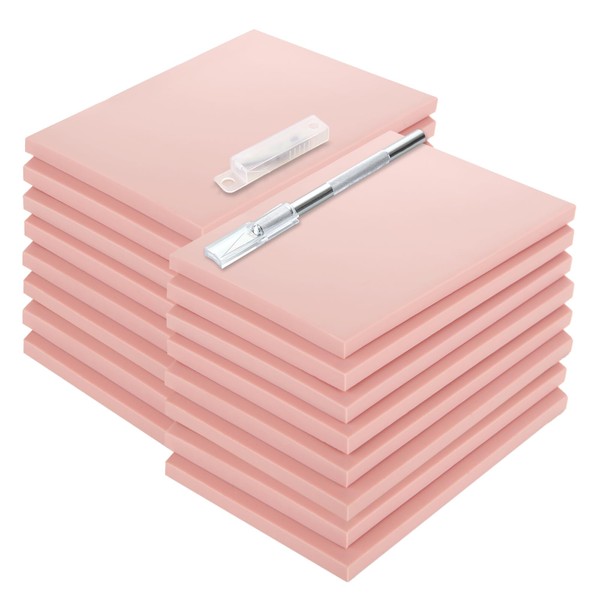 DIRBUY 16 Pcs Linoleum Blocks for Printmaking 4x6 - Pink