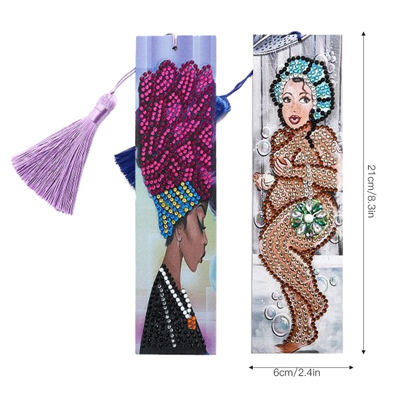 2 Set Diamond Bookmarks 5D DIY Painting Crystal Rhinestones Embroidery