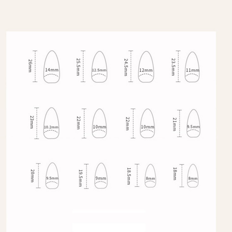 24Pcs Almond French Tip False Nails, Shiny White Edge Press