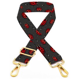 ZHIZHEND Purse Straps Rose Gold Buckles Wide Shoulder Strap,Fashion Adjustable Replacement Belt for Crossbody Canvas Bag Handbag(Ladybug Rain)