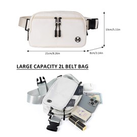 Mokzer Fanny Pack 2L Belt Bag Crossbody Waist Bag for Women Men with Adjustable Strap, 5-Zipper Pockets Waterproof Fanny Packs for Travel Running Hiking Beige