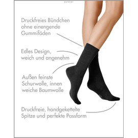 KUNERT Damen Socken Soft Wool Cotton druckfreier Bund Black 0070 35-38