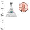Fine Sterling Silver Egyptian Pyramid Charm with Evil Eye Blue