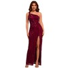 Women Elegant Evening Gowns, One Shoulder Sequin Formal Dresses, Red