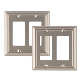 Pack of 2 Wall Plate Outlet Switch Covers by SleekLighting | Decorative Satin Nickel | Variety of Styles: Decorator/Duplex/Toggle / & Combo | Size: 2 Gang Decorator