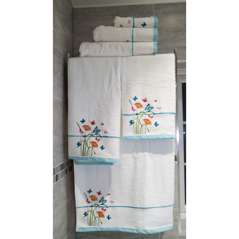 Lex's Linens Floral & Butterfly Embroidered Towels (Set of 2