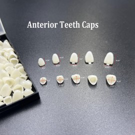 1 Box False Teeth Crown Repair Kit Dental Anterior Veneers Fake Tooth Cap Crown with Thermal Beads for Fixing or DIY