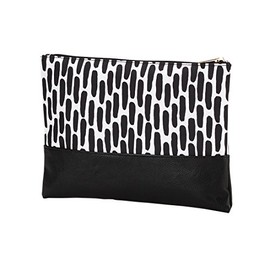 101 BEACH Women's Fashion Print Cosmetic Makeup Accessory Zippered Pouch (CNIGHT - Black and White)