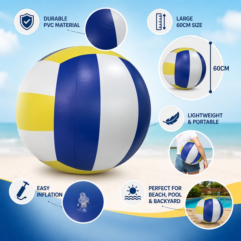 Giant Inflatable Beach Ball for Outdoor Games – PVC Volleyball-Style