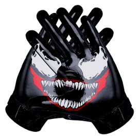 Golden Bee by K Sports Youth Football Gloves with Skin fit Stylish Design Tacky Grip Receiver Youth and Adult Gloves (Black, Adult Medium)