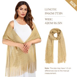 EIMMBD Sparkling Metallic Women’s Shawls and Wraps for Evening Dresses Wedding Party, Gold, 1*1*1