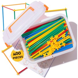 400 Pcs Straw Building & Construction Toy Set - Build Forts, Encourage Stem, 4+ Year Old Kids - Promotes Engineering Spatial-Awareness Coordination and Motor Skillls