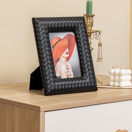 ELPMD Black Leather Picture Frame 4 * 6 Bulk Horizontal Vertical Formats for Wall Tabletop Scandinavian Home decor Housewarming Gifts For New Home