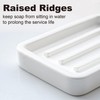 Matte Ceramic Soap Dish with Raised Ridges, Rectangular Soap Holder