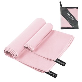 EnerChill Quick Dry Towels, Set of 2, Small + Large, Beach, Sports Towel, Microfiber, Swimming Pool Towel, Compact, Lightweight, Sweat Wipe, Outdoors, Gym, Climbing, Travel, Exercise, Hair Bath Towels