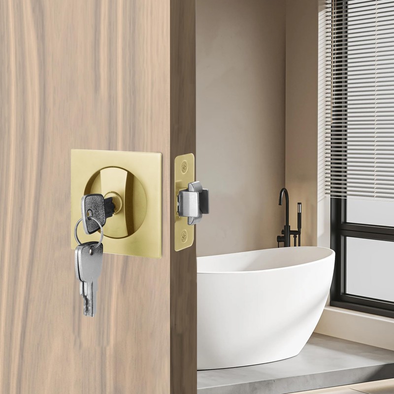 Malimali Pocket Door Lock, Pocket Door Hardware Square Door Lock