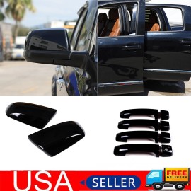 Unbranded For 2007-21 Toyota Tundra Crew GLOSS BLACK Door Handle COVERS Mirrors Cover 6PCS