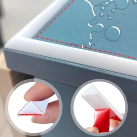 WOLAIYE Tiny Shower Water Dam Guard White, Flexible Self-Adhesive Shower Threshold Water Barrier for Kitchen Countertop, Bathtubs, Sinks(White, 3 Meters)