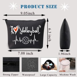 Volleyball Lover Makeup Bag for Women Girls Volleyball Player Gift Volleyball Team Gift I Love Volleyball Travel Pouch (I Love Volleyball BLCA)