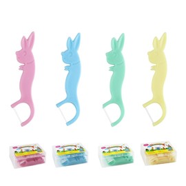 160 Stück Zahnseide Stick Kinder, 4 Bunte Farben, Floss Picks mit kindergerechtem Griff, Ungewachst Zahn Draht, Zahnseide für Kinder 4 Tierformen, Zahnpflegesets für Kinder