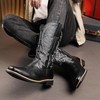CHUUMEE Men's Fashion Round Toe Embroidered Western Cowboy Boots (Black