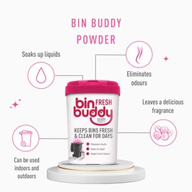 Bin Buddy Fresh Berry Blast, 450g, Bin Freshener Deodoriser Powder, Leaves Your Bin Smelling Great, Suitable for Indoor and Outdoor Bins