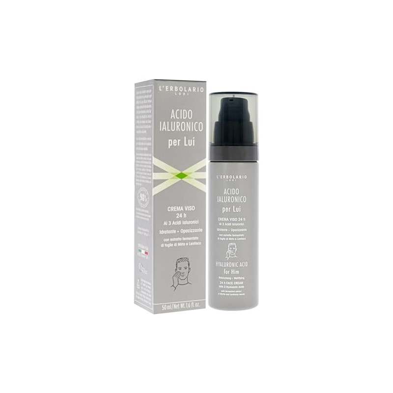 Hyaluronic Acid Moisturisin Mattifying Face Cream by LErbolario for Men