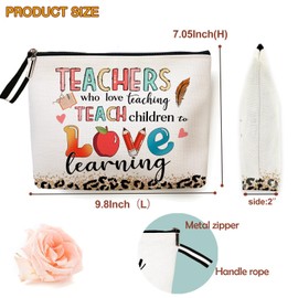 OUZ Teacher Gifts,Teacher Appreciation Gifts for Women, Birthday Gift for Teacher, Thank You Gift Teacher, Graduation Party Makeup Bag Gift, Makeup Zipper Pouch (TEACHERS WHO LOVE TEACHING)