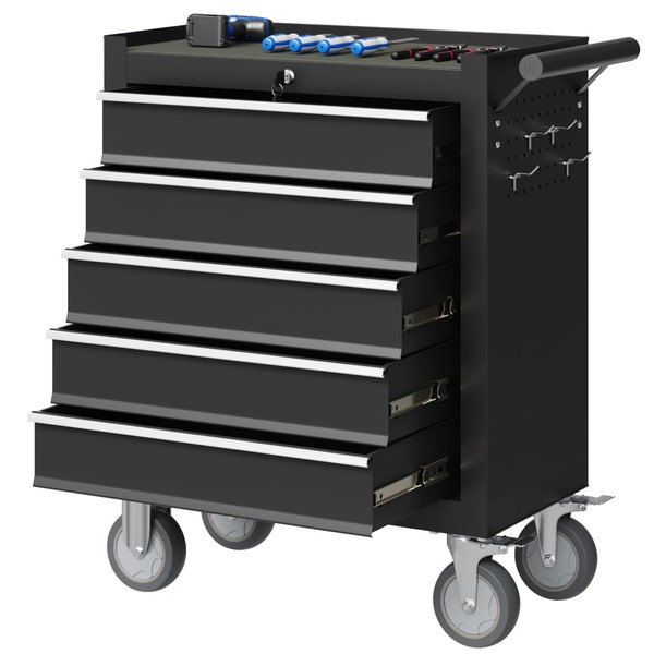 Tooremine 5 Drawer Rolling Tool Chest, Metal Tool Cart on