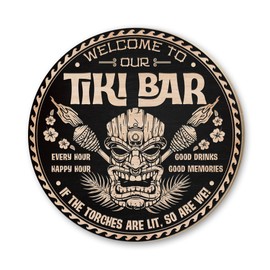 MUCHNEE Tiki Bar Sign, Housewarming Gift For Beach Lovers, Pool & Patio Signs for Tiki Lounge Hut Beach House Patio Home Pub, Backyard Bar & Grill Sign, Tropical Beach Sign, Tiki Theme Decor for Beach House