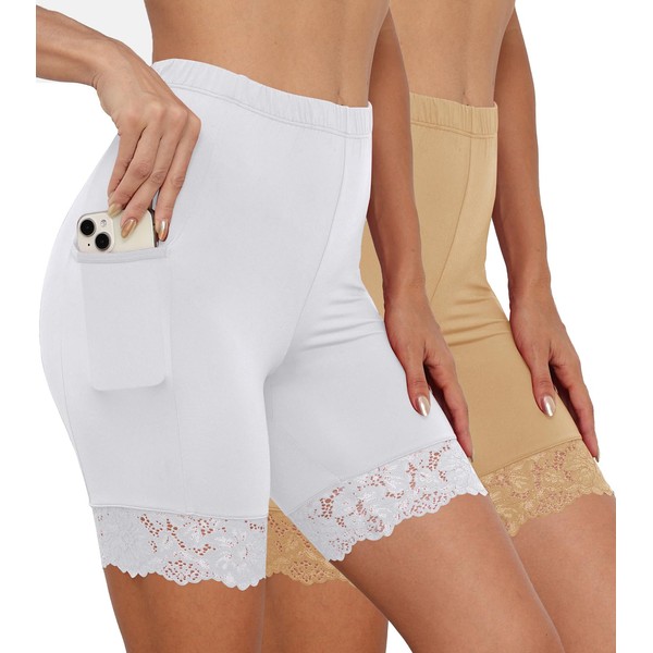 Pafnny Anti Chafing Satin Boyshorts with Pockets Cooling Shorts for