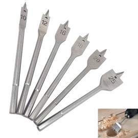 YUENTOEN 6 Pieces Spade Drill Bit Set 10-25mm Paddle Flat Bits with Quick-Change 1/4 inch Hex Shank for Woodworking