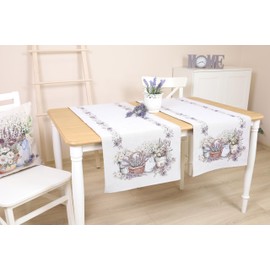 Decorative Table Runner Spring Summer Washable Fabric 140 x 45 cm, 100% Jacquard Tapestry, Table Runner, Runner Table for Dining Room, Birthday, Farmhouse, Kitchen, Table Decoration - Lavender Harmony