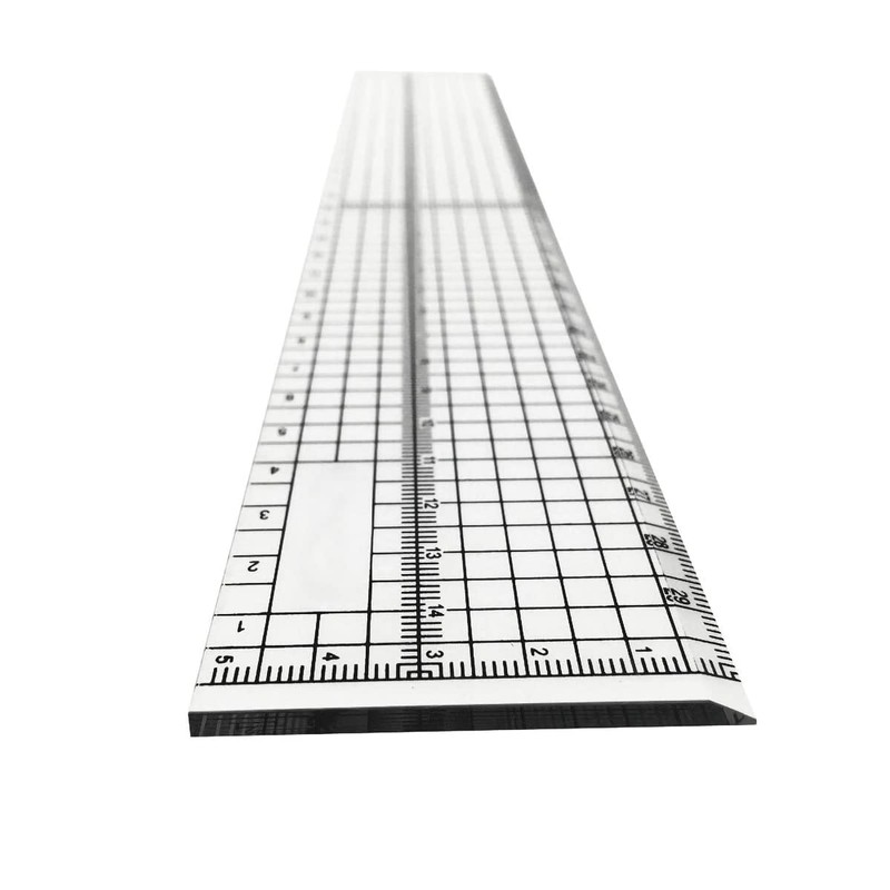 Cutting Ruler with Metal Edge 30cm Long 5cm Wide Transparent