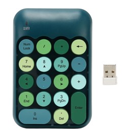 2.4GHz Numeric Keypad, 18 Keys Retro Color Round Keycaps Mini Number Keyboard with USB Receiver, Portable Silent One Hand Number Keyboard for Laptop (Dark Green Color)