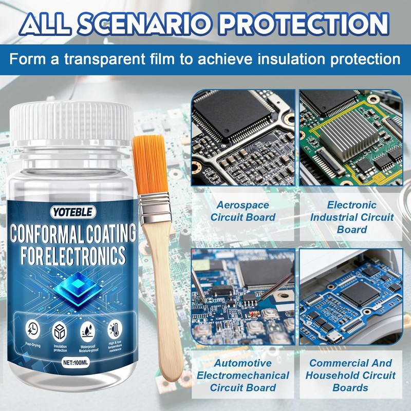 Conformal Coating for Electronics, Clear Insulating Varnish with Brush, Waterproof,