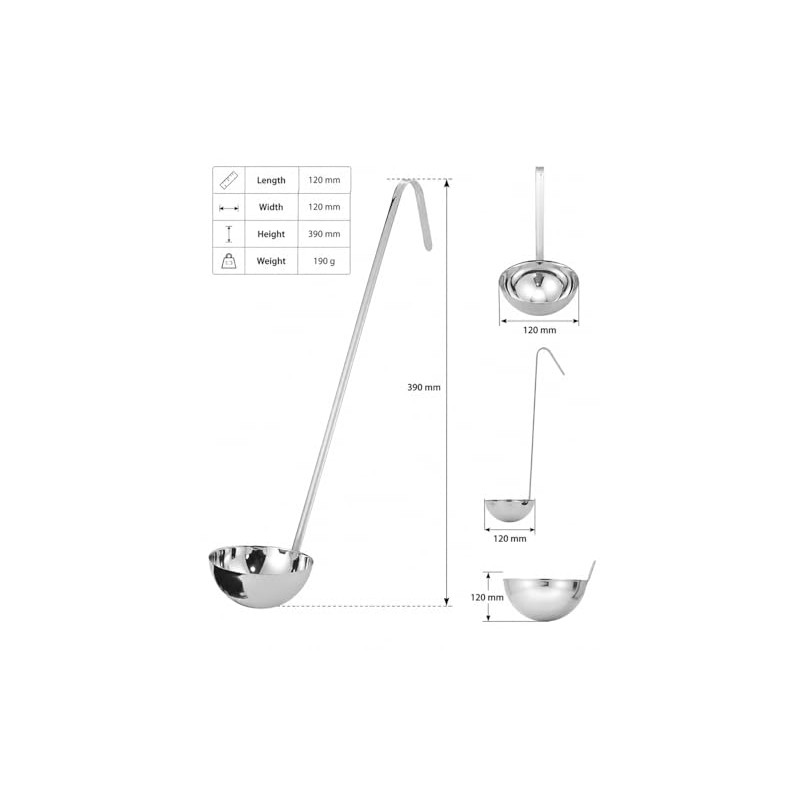 Stainless Steel Soup Ladle with Long Handle, 0.5-16 oz Capacity,