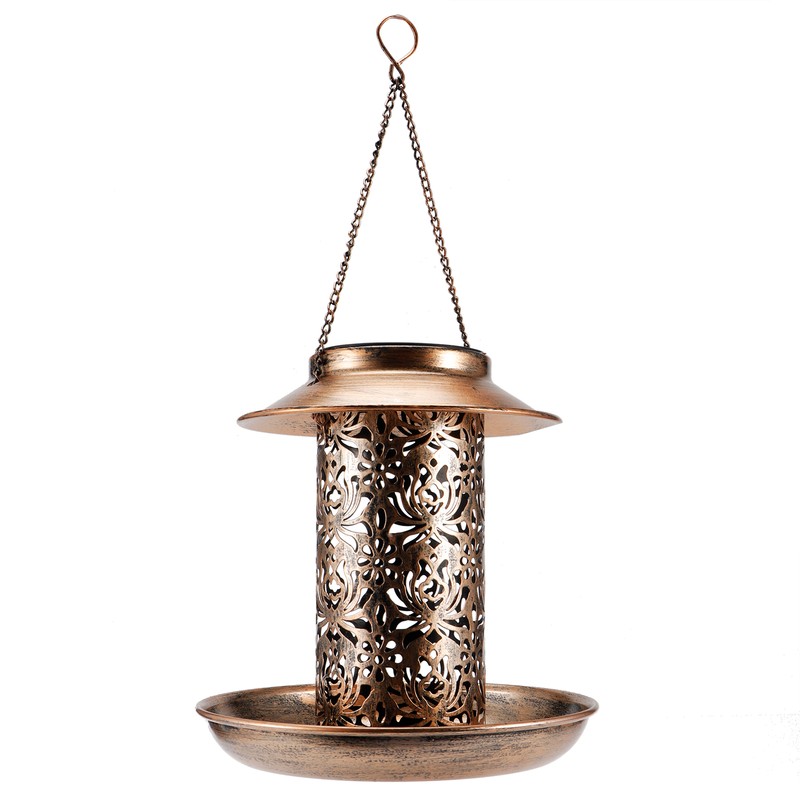 Solar Bird Feeder Solar Powered Garden Light Portable Hanging Hollow