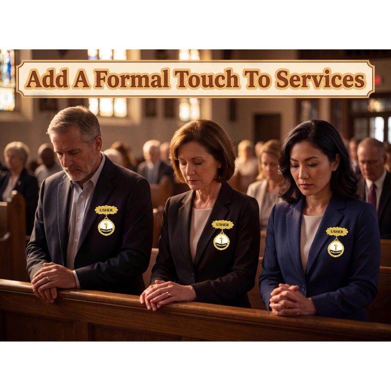 luck sea 8 Pack Church Usher Badges with Pin Back