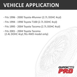 ClutchMaxPRO Performance Stage 3 Clutch Kit Compatible with 1996-2000 Toyota 4Runner 1994-1998 T100 1995-2004 Tacoma 2.7L 2001-2004 Tacoma 2.4L 4WD Only (CP16070HDC-ST3)