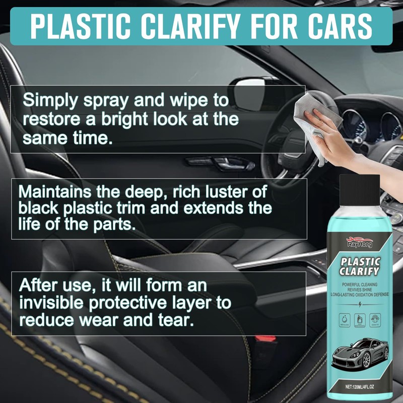 2 Pcs Plastic Clarify For Cars, Plastic Clarify, Waterless Spray