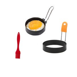 XINGSUI Set of 2 egg rings, food grade stainless steel, for hamburger pancakes, eggs, mini pancakes, sandwich, with an oil brush