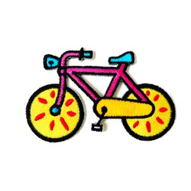 TH Cute Bicycle Yellow Wheel Cute Cartoon Embroidered Applique Sew Iron on Patch for Hat Jackets Bags Jeans T-Shirt Backpacks Costume