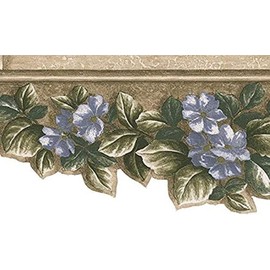 CONCORD WALLCOVERINGS ™ Wallpaper Border Vintage Pattern Featuring Retro Pillar Tops Flowers Leaves for Living Room, Green Brown Beige Blue, 5.75 Inches by 15 Feet AR75360DL